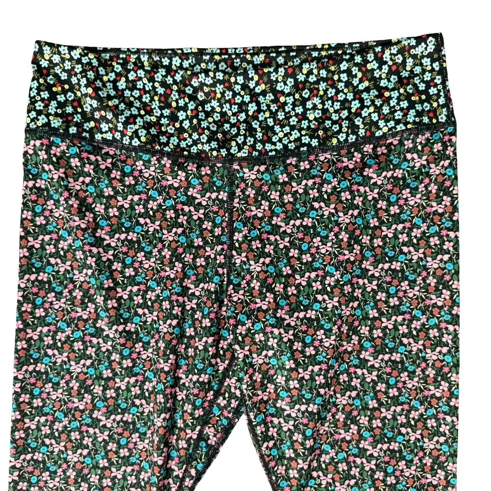 Nike One 7/8 Pink Blue Black Floral High Waist Performance Leggings Size XL